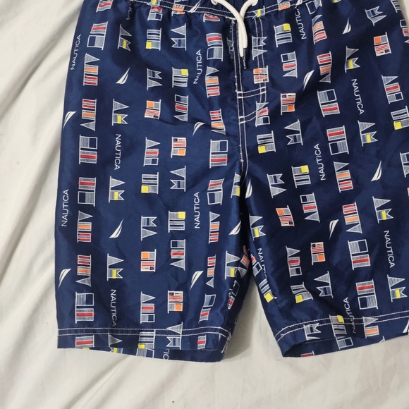 Nautica Blue Patterned Swim Shorts - Picture 1 of 3